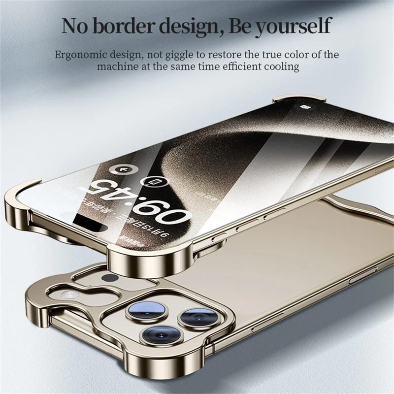 For iPhone 17 Pro Max Bumper Case Metal Frameless Shockproof Cover with Camera Lens Protector - Grey