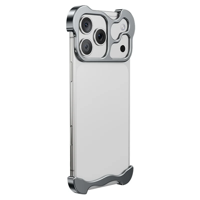 For iPhone 17 Pro Bumper Case Metal Frameless Shockproof Cover with Camera Lens Protector - Grey