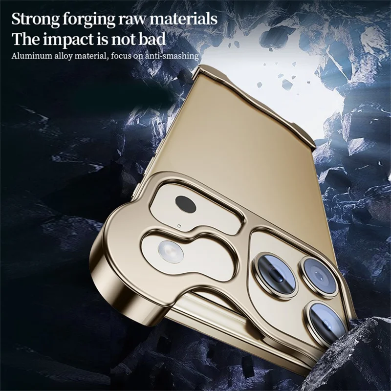 For iPhone 17 Pro Bumper Case Metal Frameless Shockproof Cover with Camera Lens Protector - Grey