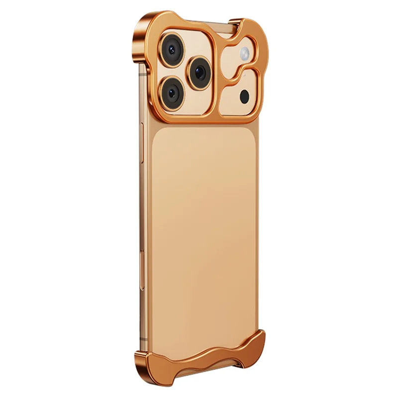 For iPhone 17 Pro Bumper Case Metal Frameless Shockproof Cover with Camera Lens Protector - Orange