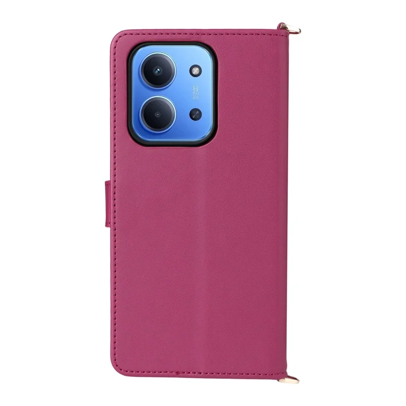 Для Xiaomi Redmi 15C 4G (171 мм) Чехол с плечевым / наручным ремешком Кожаный чехол для телефона Стенд Кошелек - Роза