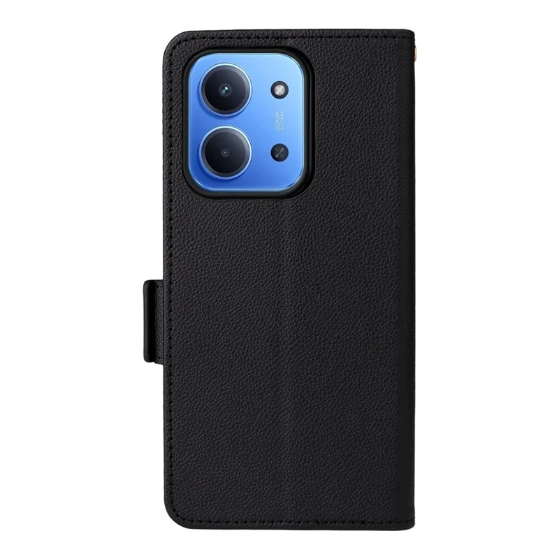 Para Xiaomi Redmi 15C 4G (171mm) Capa com Alça de Pulso Textura de Couro Sintético Carteira para Celular - Preto