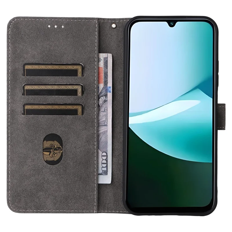 Funda tipo cartera para Xiaomi Redmi 15C 4G (171mm) con bloqueo RFID, cubierta de cuero PU para teléfono con soporte y correa - Negro
