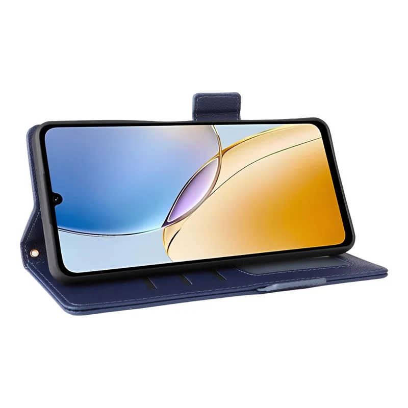 For ZTE Blade A56 Case with Wrist Strap Litchi Texture PU Leather Wallet Phone Cover - Dark Blue