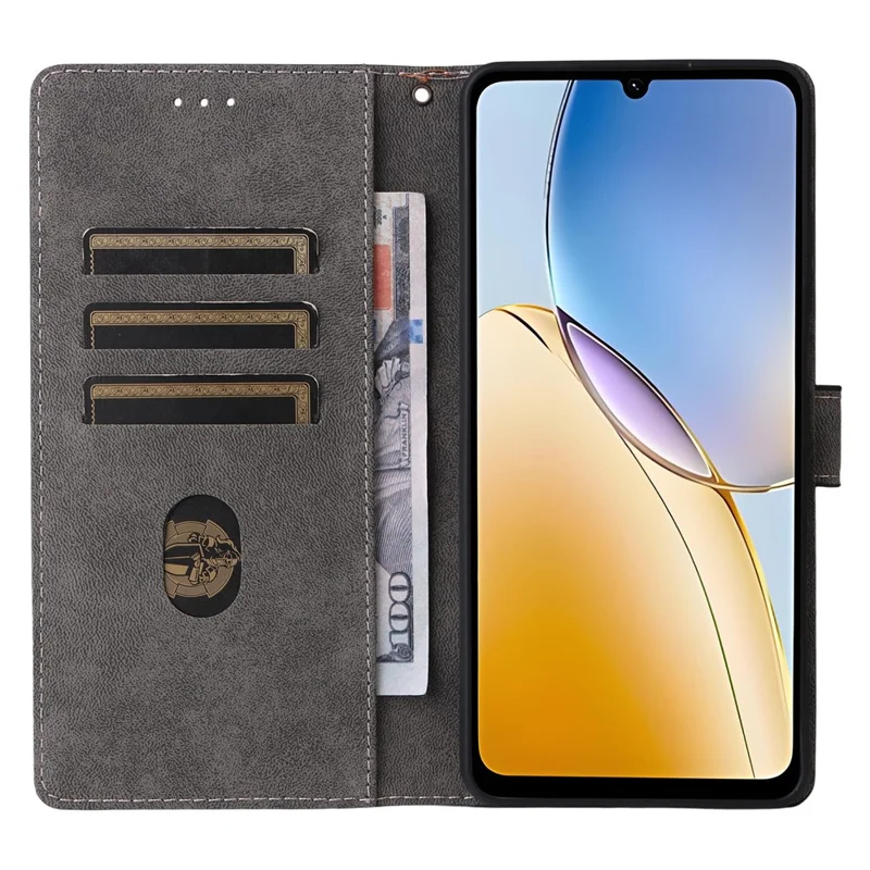 For ZTE Blade A56 Case Wallet RFID Blocking PU Leather Phone Cover Stand with Strap - Black
