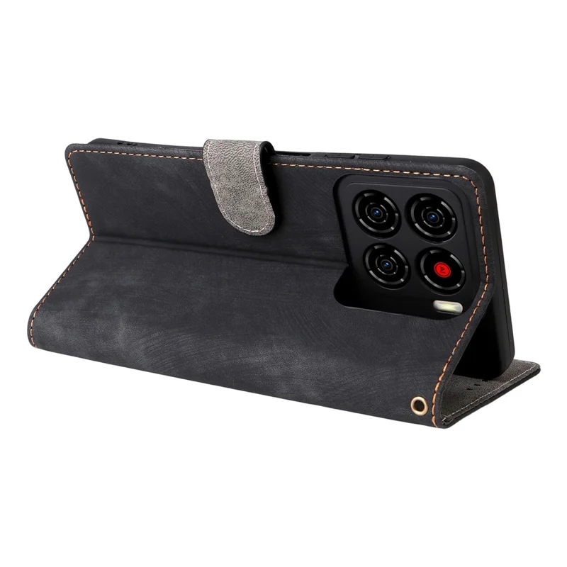 For ZTE Blade A56 Case Wallet RFID Blocking PU Leather Phone Cover Stand with Strap - Black