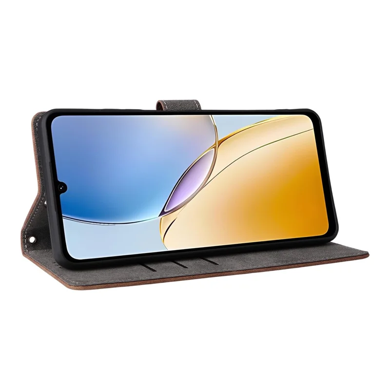 For ZTE Blade A56 Case Wallet RFID Blocking PU Leather Phone Cover Stand with Strap - Brown