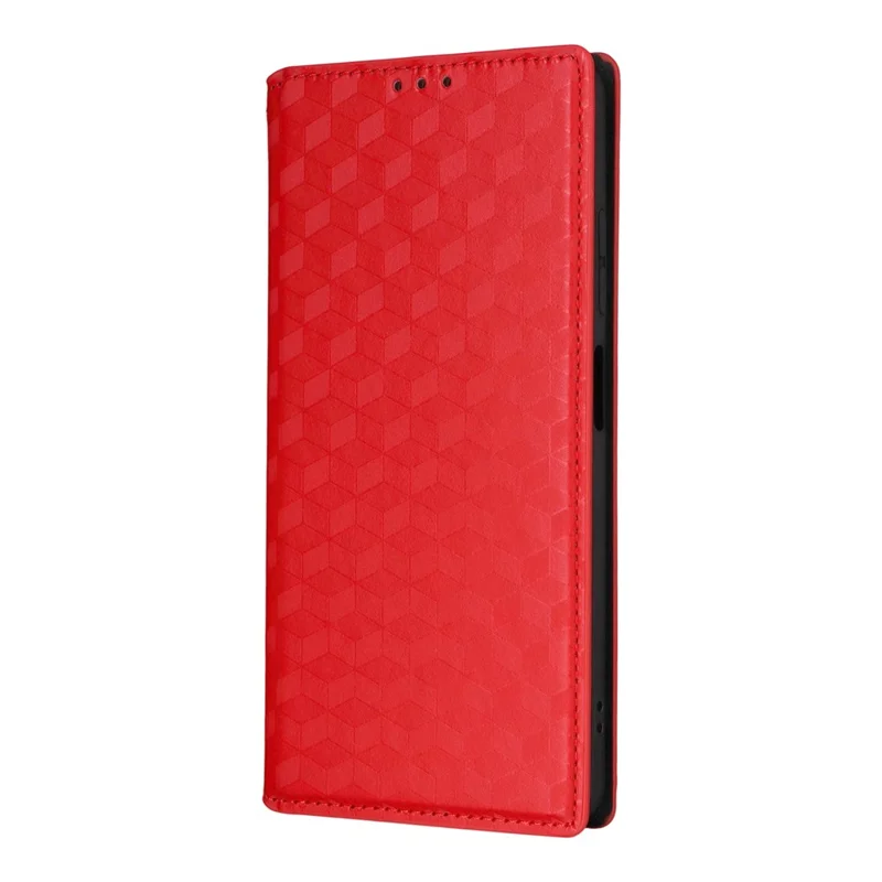 Capa Carteira para ZTE Blade A56 com Estampa de Losango em Couro - Vermelho