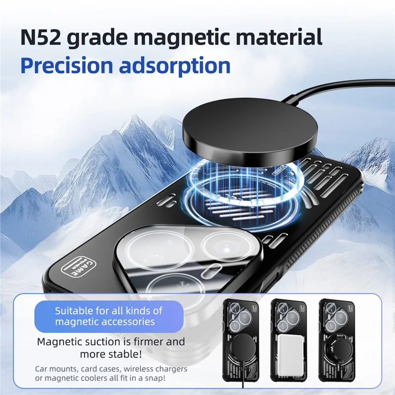ABEEL Pour Huawei Pura 80 Pro Étui Magnétique en Alliage d'Aluminium + PC + TPU Dissipation Thermique Creux - Noir