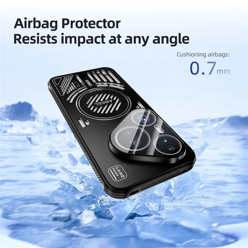 ABEEL Pour Huawei Pura 80 Pro Étui Magnétique en Alliage d'Aluminium + PC + TPU Dissipation Thermique Creux - Noir