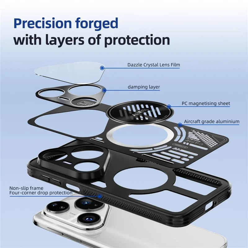 ABEEL Para Huawei Pura 80 Ultra Funda Magnética de Aluminio + PC + TPU con Disipación de Calor - Negro