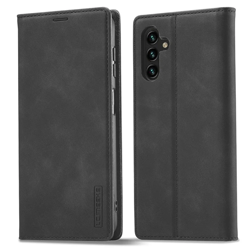 LC.IMEEKE For Samsung Galaxy A17 5G Case Wallet Microfiber Leather Phone Cover - Black