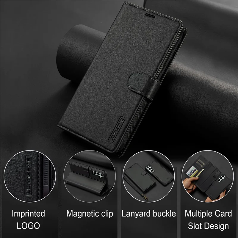 LC.IMEEKE L2 Series for Samsung Galaxy A17 5G Case PU Leather Wallet Detachable Magnetic Phone Cover - Black