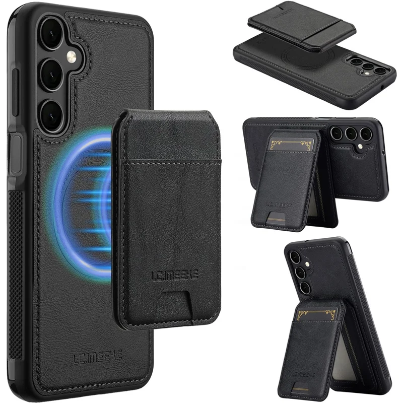 LC.IMEEKE L3 For Samsung	Galaxy A17 5G Magnetic Case Detachable Card Holder Leather TPU Mobile Cover - Black