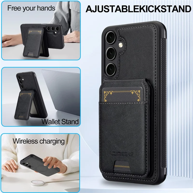 LC.IMEEKE L3 For Samsung	Galaxy A17 5G Magnetic Case Detachable Card Holder Leather TPU Mobile Cover - Black