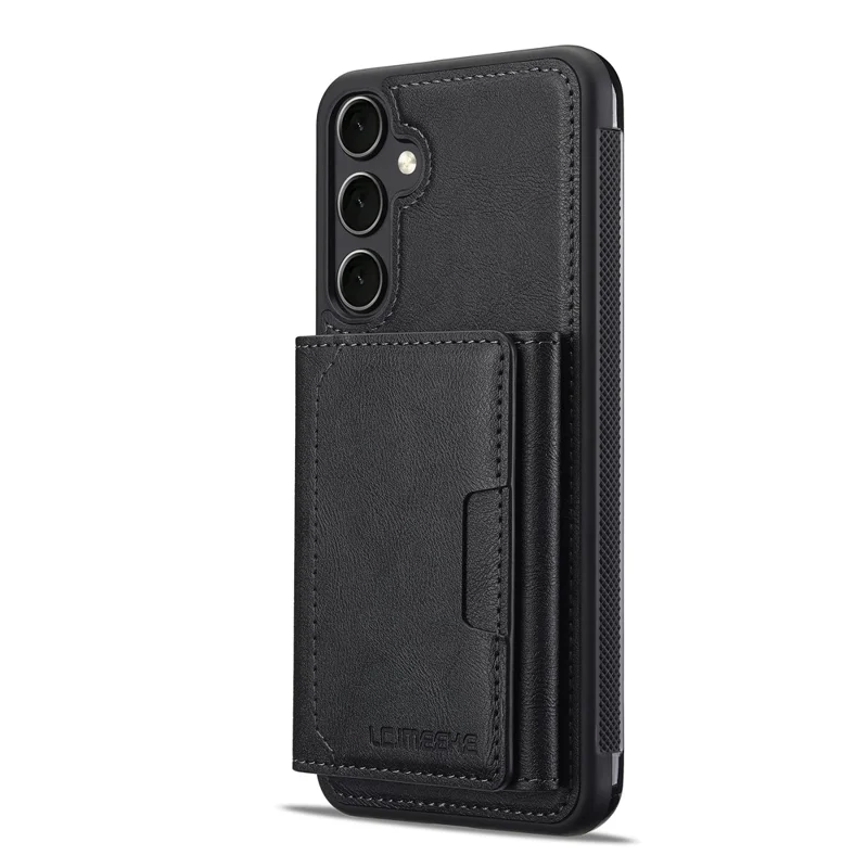 LC.IMEEKE L5 For Samsung	Galaxy A17 5G Magnetic Phone Case Leather Back Cover with Detachable Card Holder - Black
