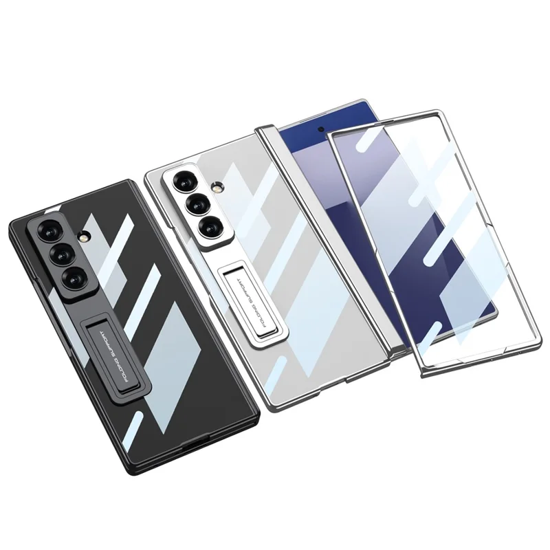 GKK para Samsung Galaxy Z Fold7 5G Funda con Protección de Bisagra PC + Cristal Templado con Soporte - Negro