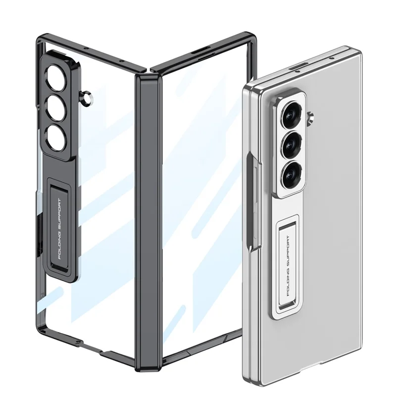 GKK para Samsung Galaxy Z Fold7 5G Funda con Protección de Bisagra PC + Cristal Templado con Soporte - Negro