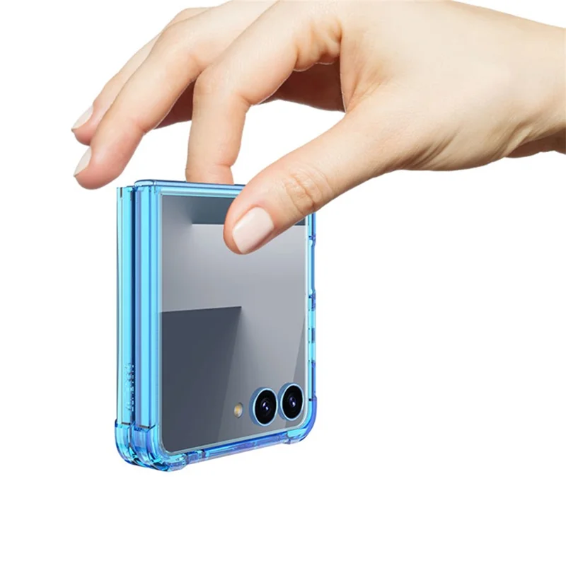 GKK For Samsung Galaxy Z Flip7 5G Case Airbag Anti Drop TPU + Tempered Glass Phone Cover - Transparent Blue