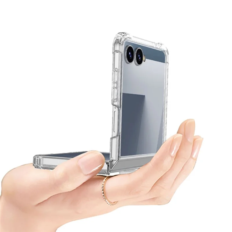 GKK For Samsung Galaxy Z Flip7 5G Case Airbag Anti Drop TPU + Tempered Glass Phone Cover - Transparent Blue