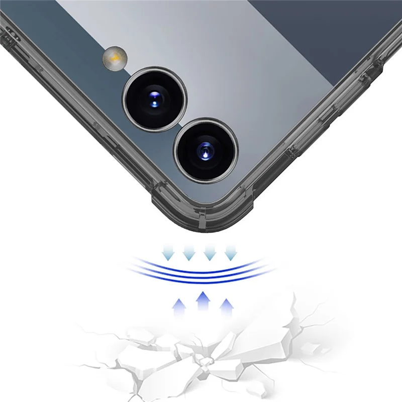 GKK For Samsung Galaxy Z Flip7 5G Case Airbag Anti Drop TPU + Tempered Glass Phone Cover - Transparent Blue