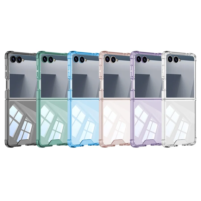 GKK For Samsung Galaxy Z Flip7 5G Case Airbag Anti Drop TPU + Tempered Glass Phone Cover - Transparent Blue