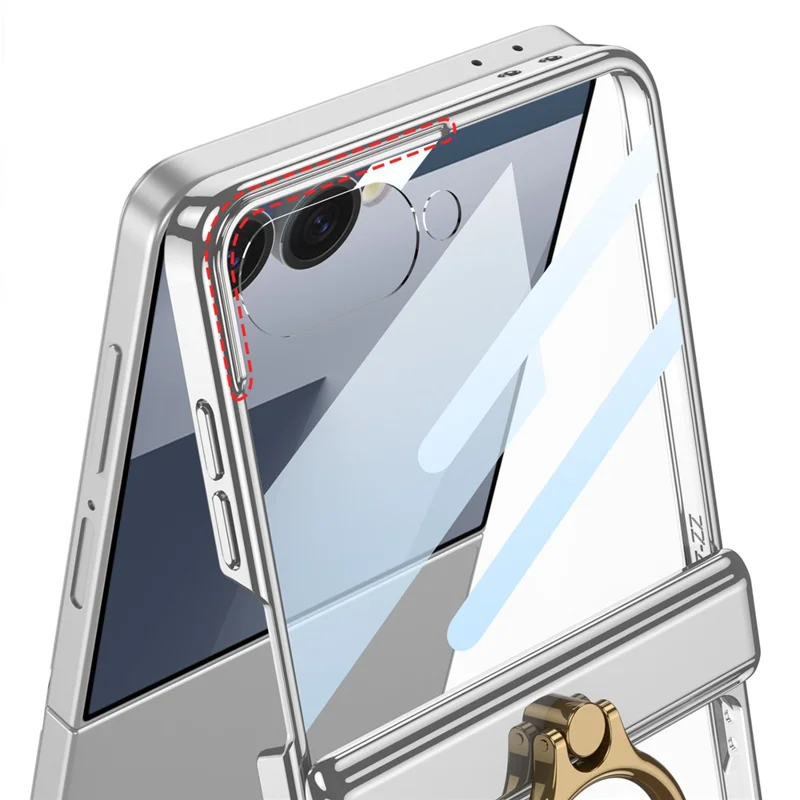 GKK Pour Samsung Galaxy Z Flip7 5G Étui avec Béquille Protection de Charnière Magnétique PC + Verre Trempé Coque de Téléphone - Or Champagne