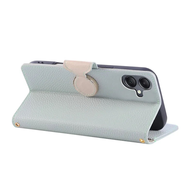 Til Samsung Galaxy A05 4G Taske Med Låsebøjle Punge Læder Telefonbeskytning Med Håndbøjle - Cyan