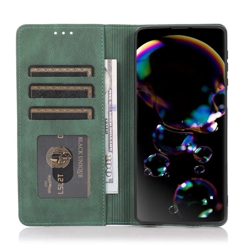 غطاء جلد مغناطيسي مطوي للمحفظة لهاتف شاومي بوكو M7 برو 5G - أخضر