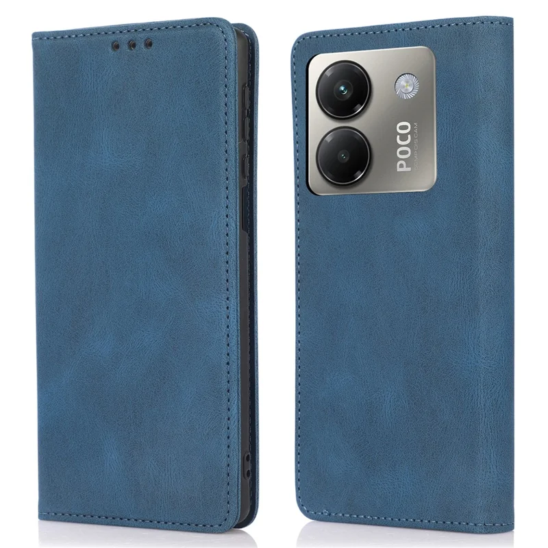 For Xiaomi Poco M7 Pro 5G Case Wallet Magnetic Closing Leather Flip Phone Cover - Blue