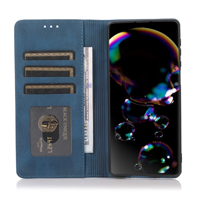 For Xiaomi Poco M7 Pro 5G Case Wallet Magnetic Closing Leather Flip Phone Cover - Blue