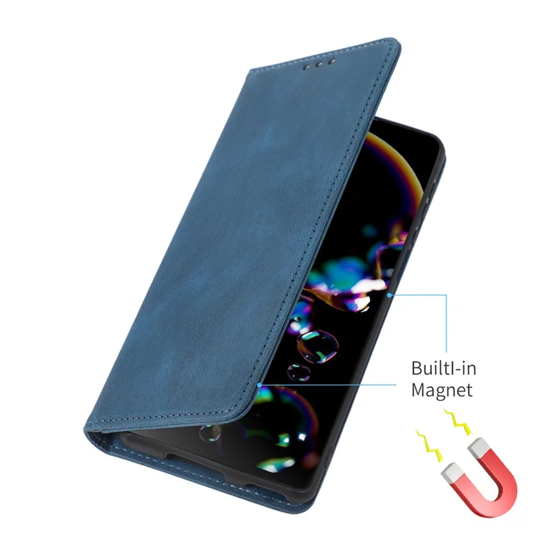For Xiaomi Poco M7 Pro 5G Case Wallet Magnetic Closing Leather Flip Phone Cover - Blue