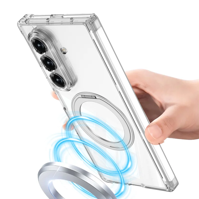 GKK For Samsung Galaxy Z Fold7 5G Magnetic Case with Kickstand Airbag Drop Proof TPU Phone Cover - Transparent
