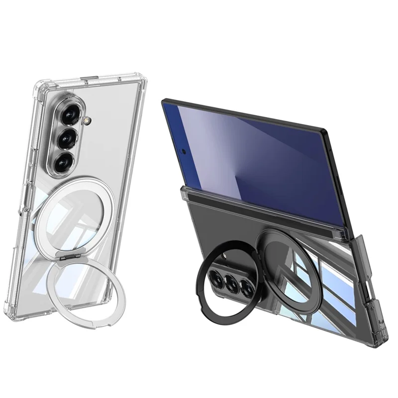 GKK For Samsung Galaxy Z Fold7 5G Magnetic Case with Kickstand Airbag Drop Proof TPU Phone Cover - Transparent