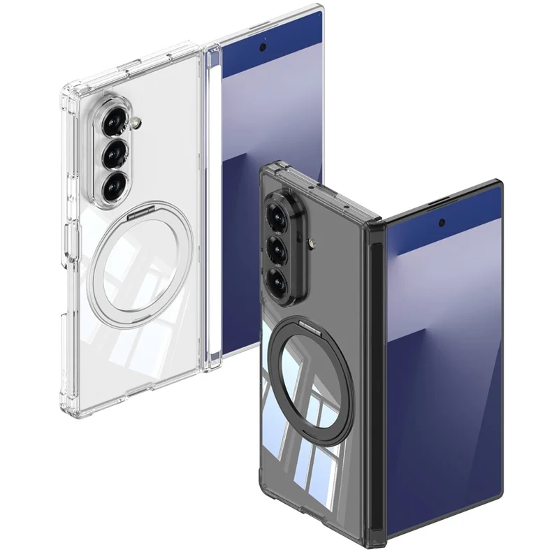 GKK For Samsung Galaxy Z Fold7 5G Magnetic Case with Kickstand Airbag Drop Proof TPU Phone Cover - Transparent