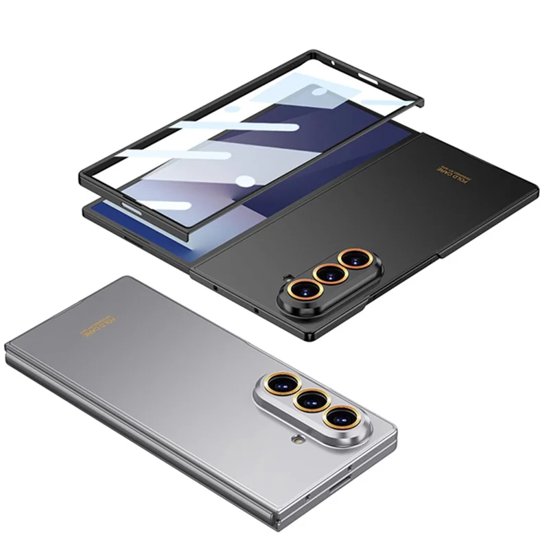 GKK Para Samsung Galaxy Z Fold7 5G Funda Rígida de PC con Cristal Templado, Ultradelgada, Cubierta para Teléfono - Negro