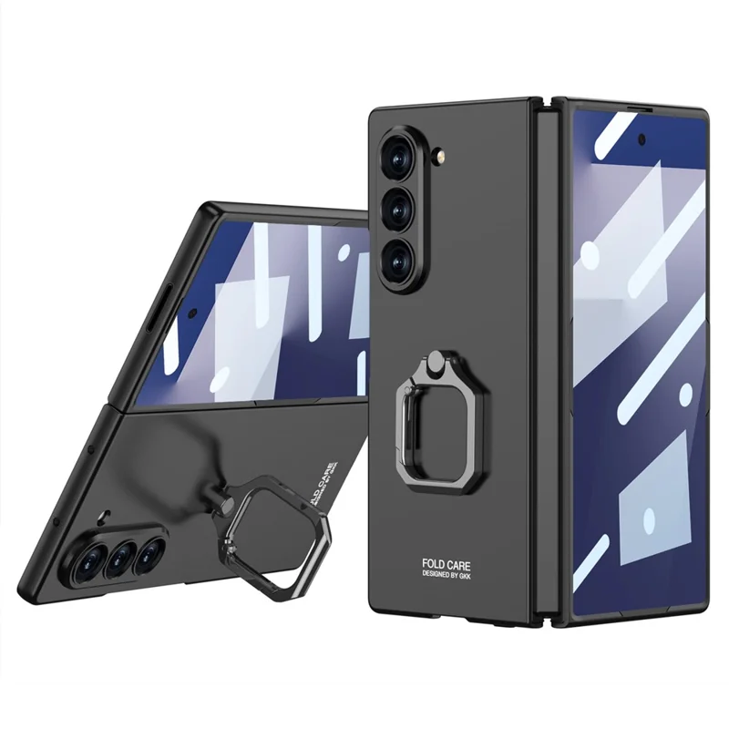 GKK Für Samsung Galaxy Z Fold7 5G Hülle mit Ständer Schlankes PC Telefon Gehäuse mit Bildschirmschutz - Schwarz