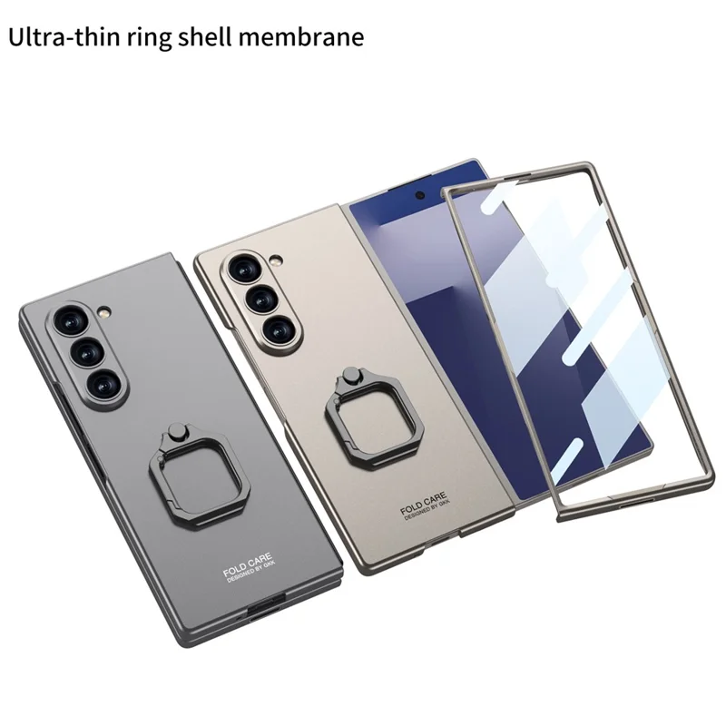 GKK Für Samsung Galaxy Z Fold7 5G Hülle mit Ständer Schlankes PC Telefon Gehäuse mit Bildschirmschutz - Schwarz