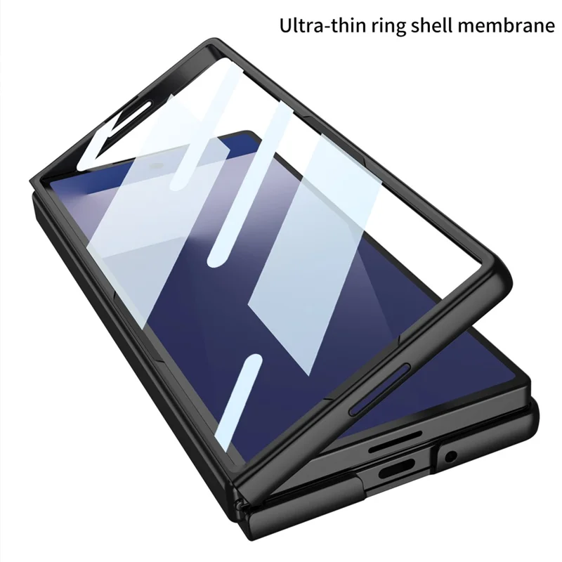 GKK Für Samsung Galaxy Z Fold7 5G Hülle mit Ständer Schlankes PC Telefon Gehäuse mit Bildschirmschutz - Schwarz