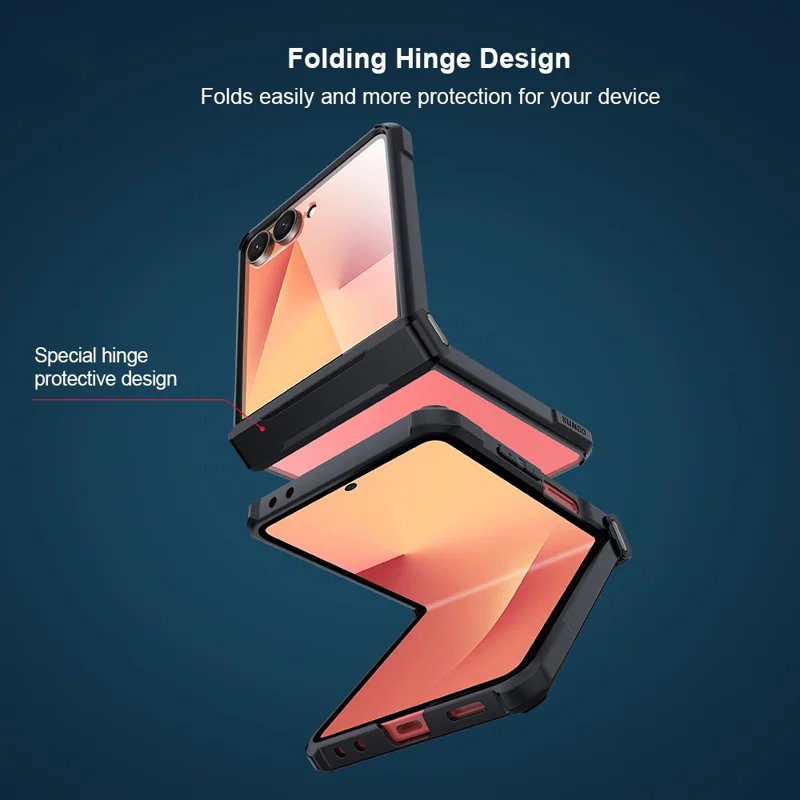 XUNDD Für Samsung Galaxy Z Flip7 5G Hülle TPU + Acryl Handyhülle mit kleinem Displayschutz