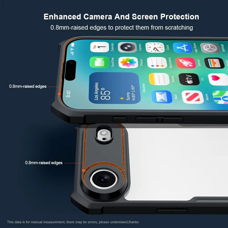 XUNDD Para iPhone 17 Capa de Ar Resistente a Quedas TPU + Acrílico Transparente Capa de Telefone