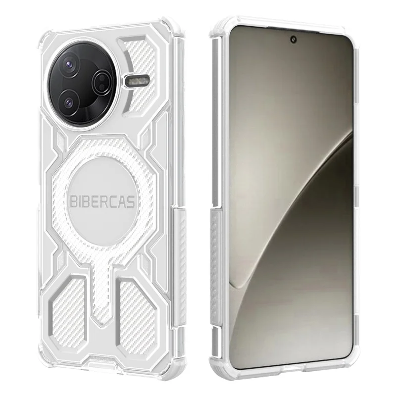 BIBERCAS J-16 Transparente Serie für Xiaomi Redmi K80 5G / Poco F7 Pro 5G Hülle Kompatibel mit MagSafe TPU + PC Handyhülle - Grau