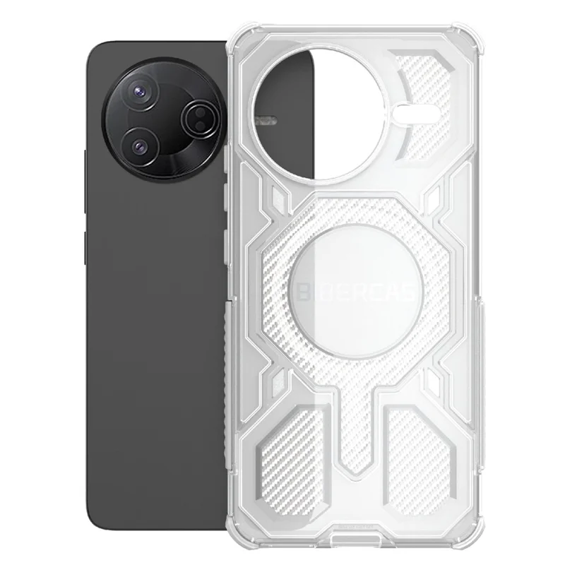 BIBERCAS J-16 Transparente Serie für Xiaomi Redmi K80 5G / Poco F7 Pro 5G Hülle Kompatibel mit MagSafe TPU + PC Handyhülle - Grau