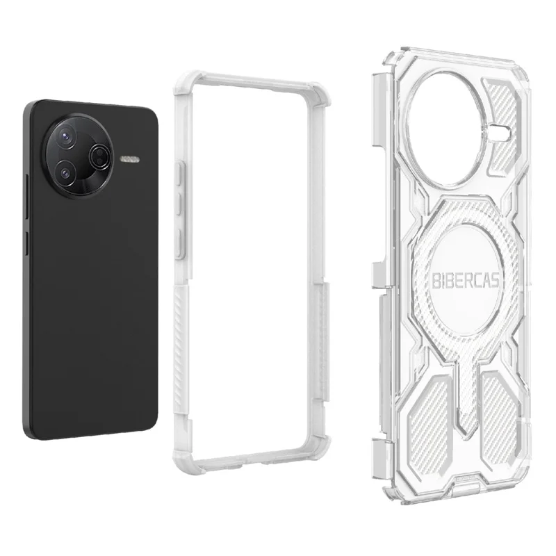 BIBERCAS J-16 Transparente Serie für Xiaomi Redmi K80 5G / Poco F7 Pro 5G Hülle Kompatibel mit MagSafe TPU + PC Handyhülle - Grau