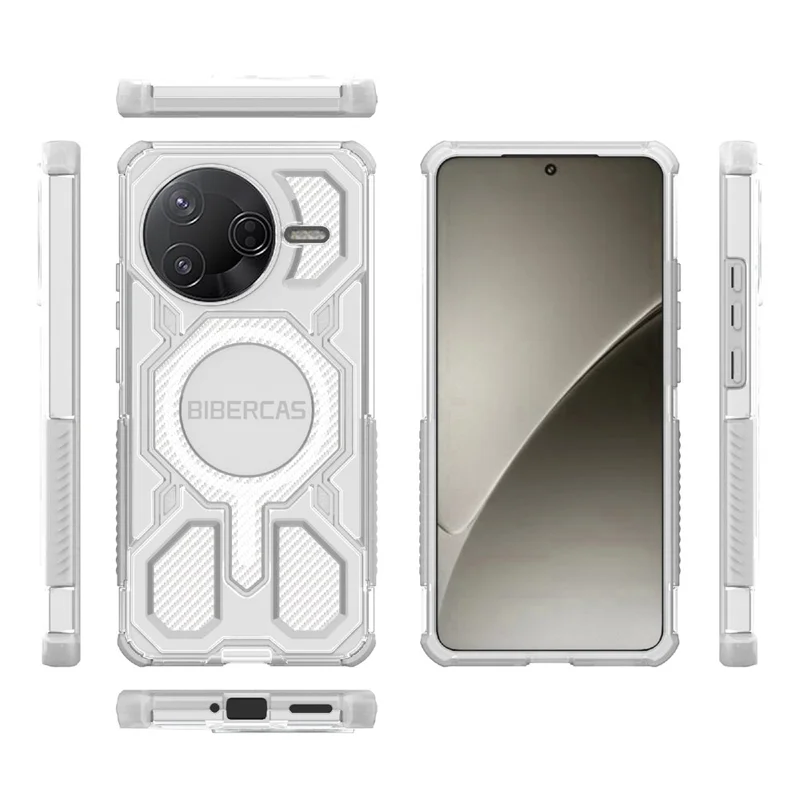 BIBERCAS J-16 Transparente Serie für Xiaomi Redmi K80 5G / Poco F7 Pro 5G Hülle Kompatibel mit MagSafe TPU + PC Handyhülle - Grau