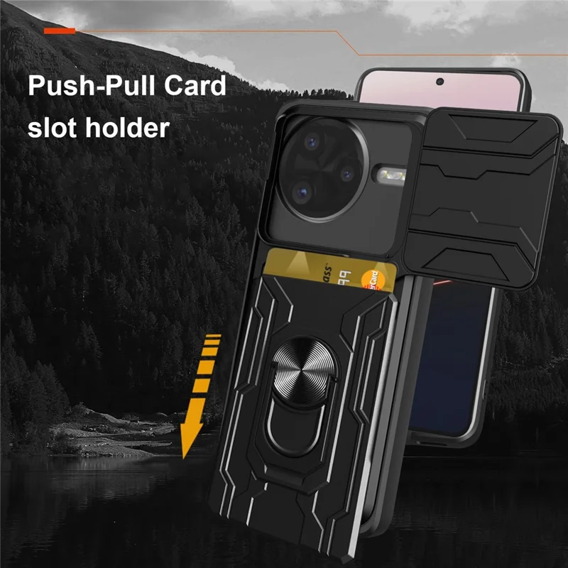 Per Xiaomi Poco F7 Ultra 5G Cover PC + TPU con Supporto e Scorrevole Fotocamera - Nero
