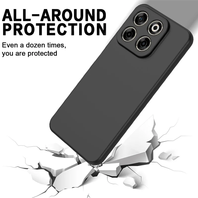 Funda ZTE Blade V70 Antigolpes con Forro de Silicona Líquida Suave, Cubierta Trasera para Teléfono con Correa de Mano - Negro