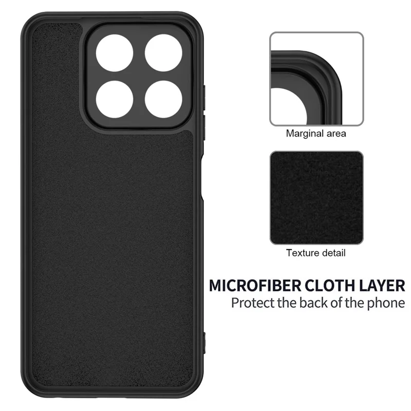 Funda ZTE Blade V70 Antigolpes con Forro de Silicona Líquida Suave, Cubierta Trasera para Teléfono con Correa de Mano - Negro