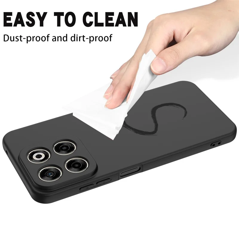 Funda ZTE Blade V70 Antigolpes con Forro de Silicona Líquida Suave, Cubierta Trasera para Teléfono con Correa de Mano - Negro