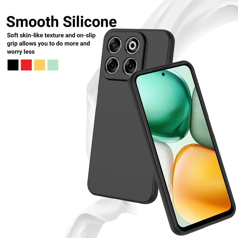 Funda ZTE Blade V70 Antigolpes con Forro de Silicona Líquida Suave, Cubierta Trasera para Teléfono con Correa de Mano - Negro